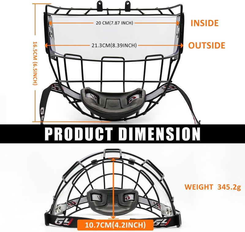 GY Hockey Helmet Cage & Face Shield Protector Combo Ice Hockey Full Face Shield Junior & Youth - Image 4